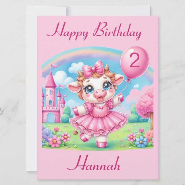 Ballerina Cow Customizable Birthday Card (Front)
