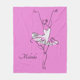 Ballerina custom name & colour fleece blankets