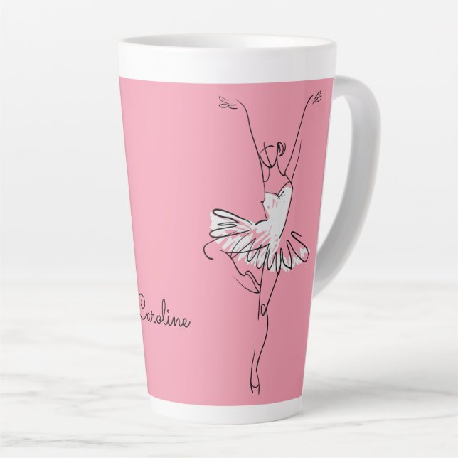 Ballerina custom name & colour latte mug (Right Angle)