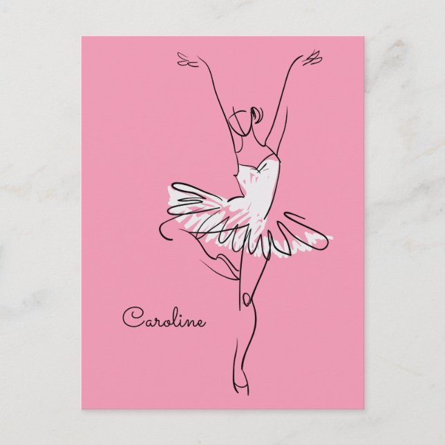 Ballerina custom name & colour postcard (Front)