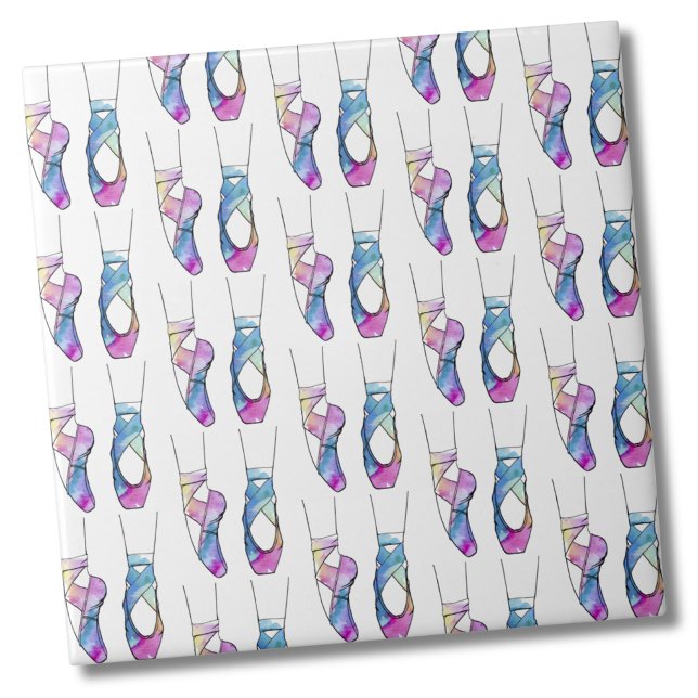 Ballerina Cute Ballet Tile (Cute Watercolor Dancing Ballerina Ballet Shoes Ceramic Tile)