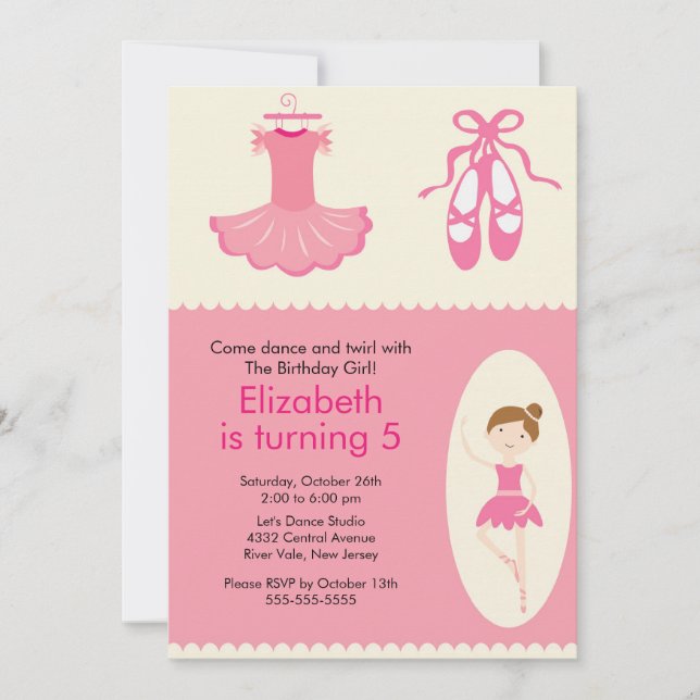 Ballerina Dance Anniversaire Invitation (Devant)