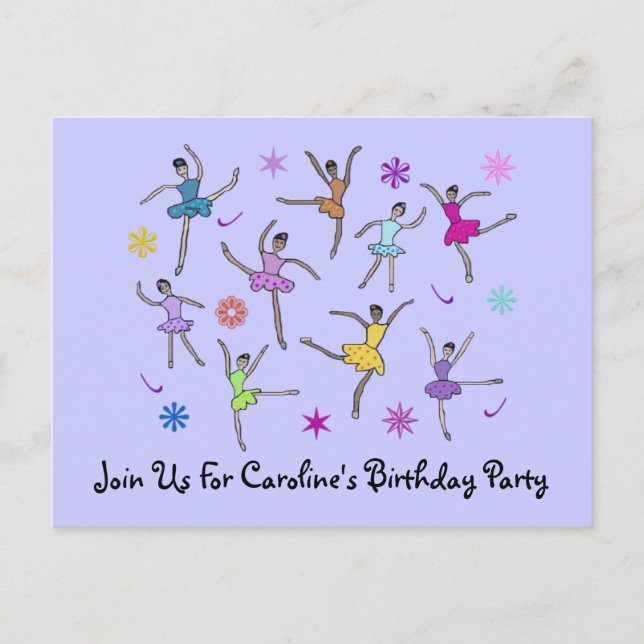 Ballerina Dance Birthday Invitation Postcards (Front)