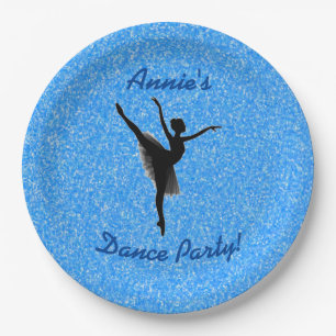 Ballerina Dance Blue Sparkle Paper Plate