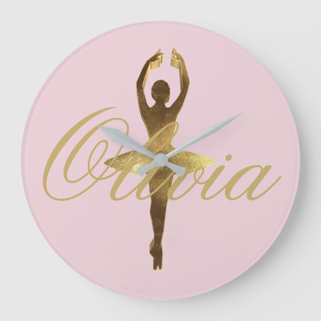 Ballerina Dance Elegant Pirouette Ballet Dancer Large Clock (Front)