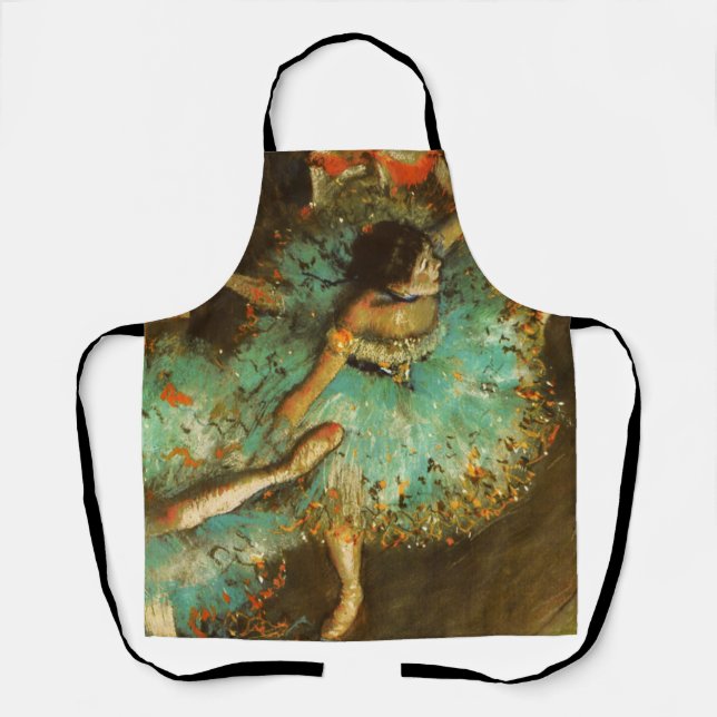 Ballerina Dance Green Dancer Edger Degas Painting Apron (Front)