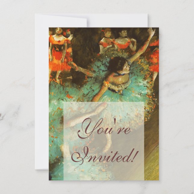 Ballerina Dance Green Dancer Edger Degas Painting Invitation (Front)