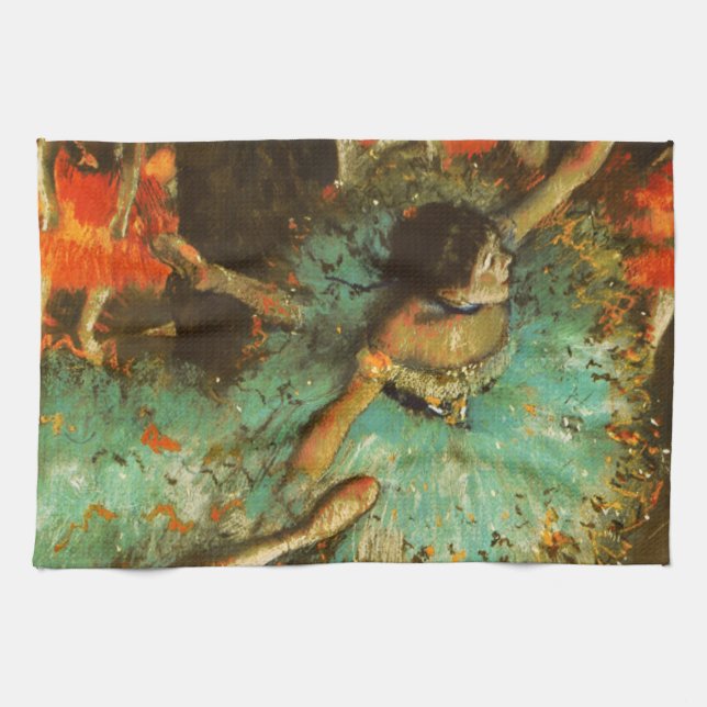 Ballerina Dance Green Dancer Edger Degas Painting Kitchen Towel (Horizontal)
