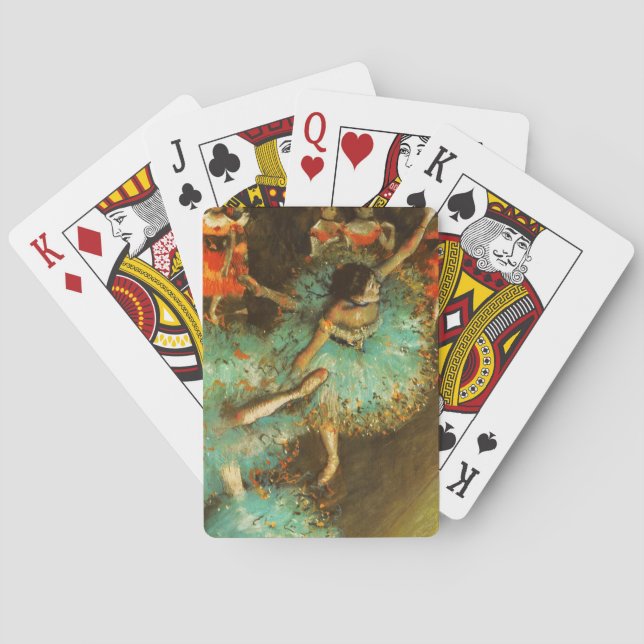 Ballerina Dance Green Dancer Edger Degas Painting Playing Cards (Back)