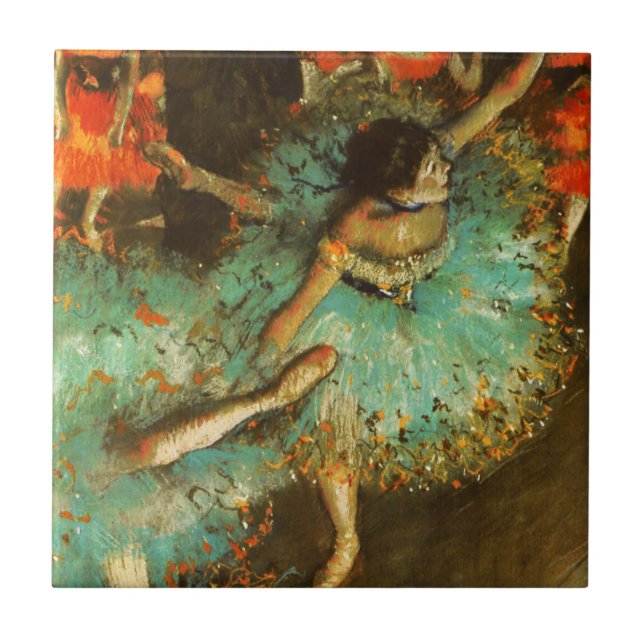 Ballerina Dance Green Dancer Edger Degas Painting Tile (Front)