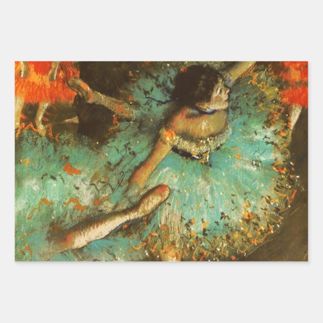 Ballerina Dance Green Dancer Edger Degas Painting Wrapping Paper Sheet (Front)