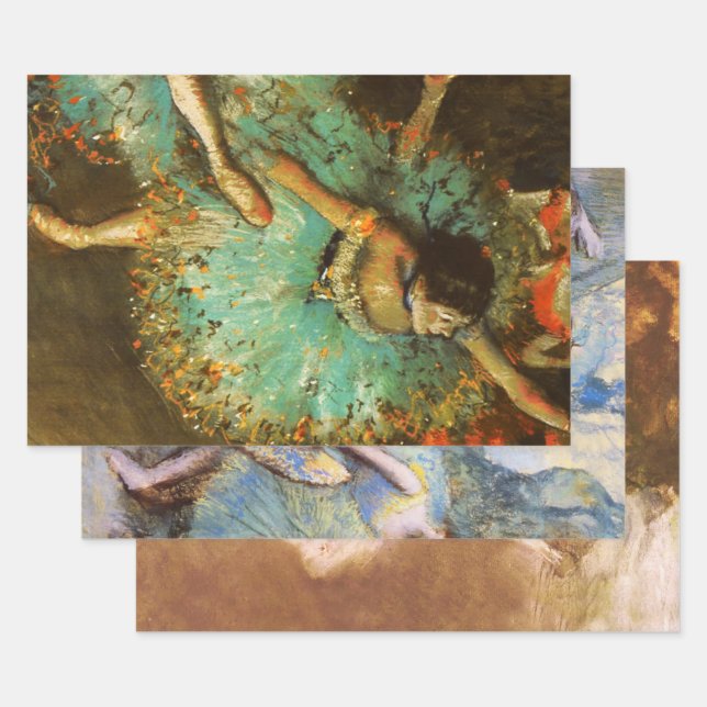 Ballerina Dance Green Dancer Edger Degas Painting Wrapping Paper Sheet (Set)