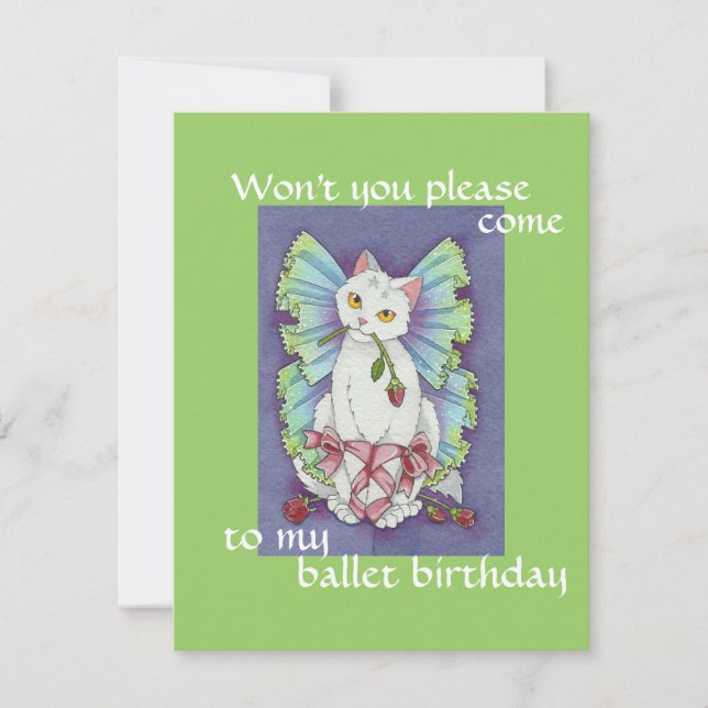 Ballerina Dance Kitty Cat Cute Birthday Card (Front)