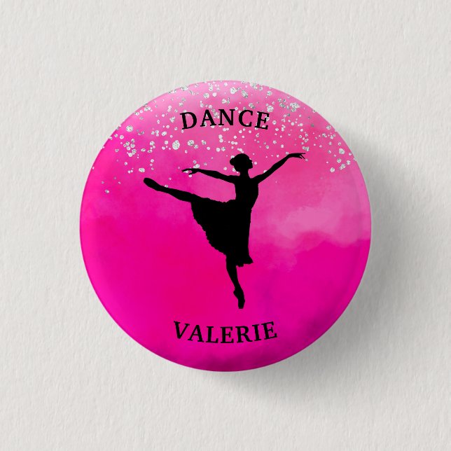 Ballerina Dance Pink Ombre Sparkle    1 Inch Round Button (Front)