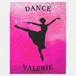 Ballerina Dance Pink Ombre Sparkle Fleece Blanket