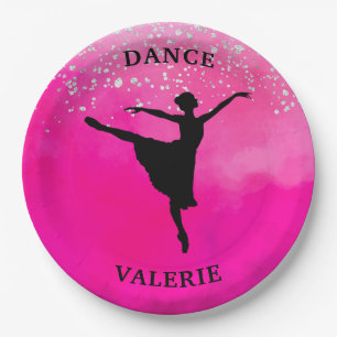 Ballerina Dance Pink Ombre Sparkle    Paper Plate