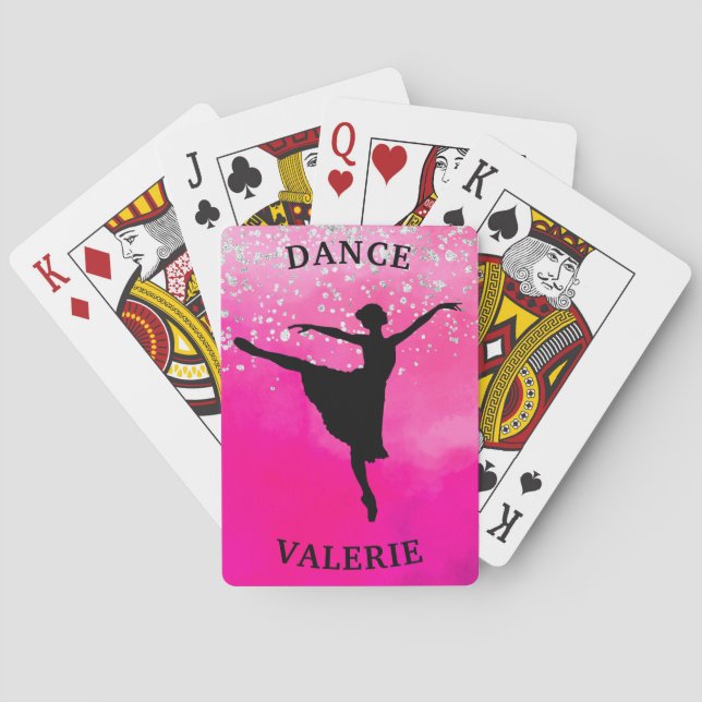 Ballerina Dance Pink Ombre Sparkle    Playing Cards (Back)