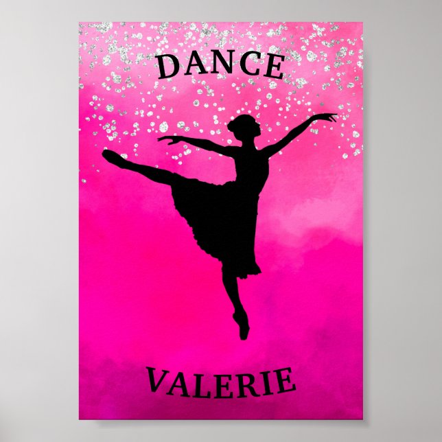 Ballerina Dance Pink Ombre Sparkle    Poster (Front)