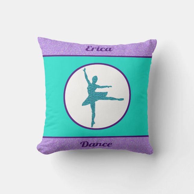 Ballerina Dance Purple / Turquoise Throw Pillow (Front)