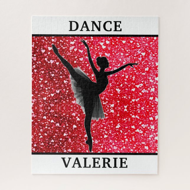 Ballerina Dance Puzzle with Hearts and Her Name! (Vertical)