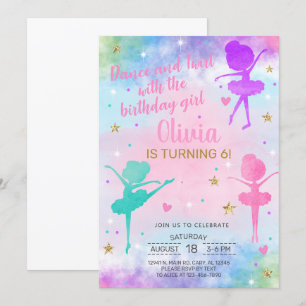 Ballerina Dance Twirl girl birthday invitation. Invitation