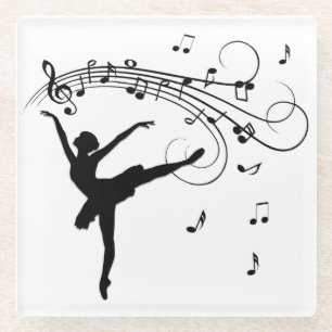 Ballerina Dance with Me Music Note Glass Coaster
