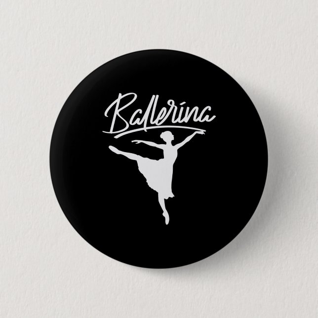 Ballerina Dancer 2 Inch Round Button (Front)