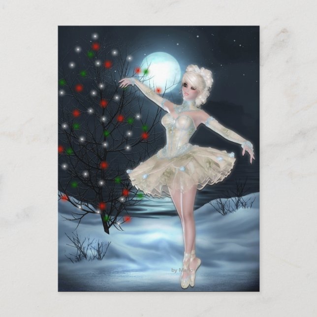 Ballerina Dancer Girl :: Carte postale de Noël (Devant)