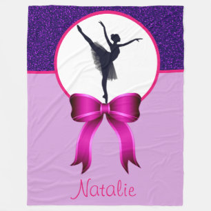 Ballerina Dancer Glitter and Bow Fleece Blanket