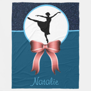 Ballerina Dancer Glitter and Bow Fleece Blanket
