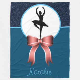 Ballerina Dancer Glitter and Bow Fleece Blanket