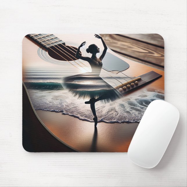 Ballerina Dancer In a Guitar Mouse Pad (With Mouse)