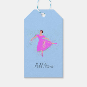 Ballerina Dancer in magenta pink dress Gift Tags