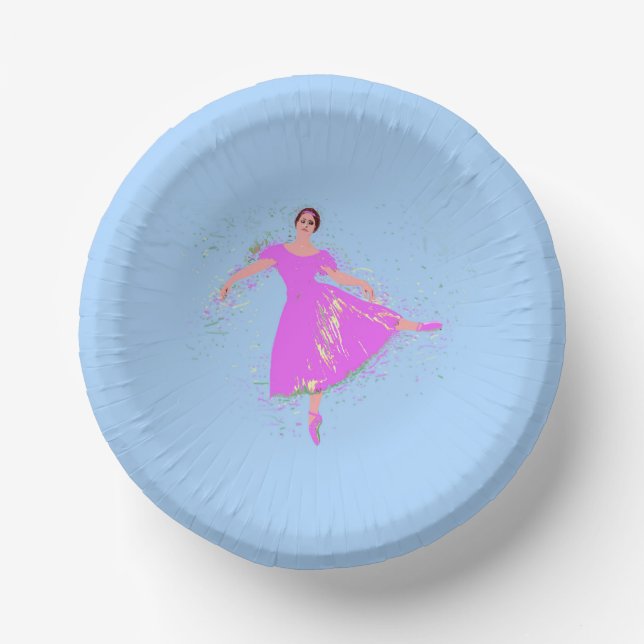 Ballerina Dancer in magenta pink dress Paper Plate (Front)