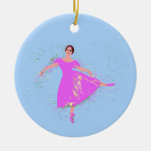 Ballerina Dancer Magenta Pink Dress  Ceramic Ornament