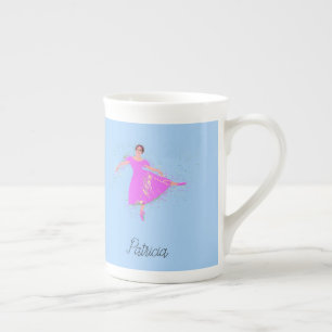 Ballerina Dancer Magenta Pink Dress Personalized Bone China Mug