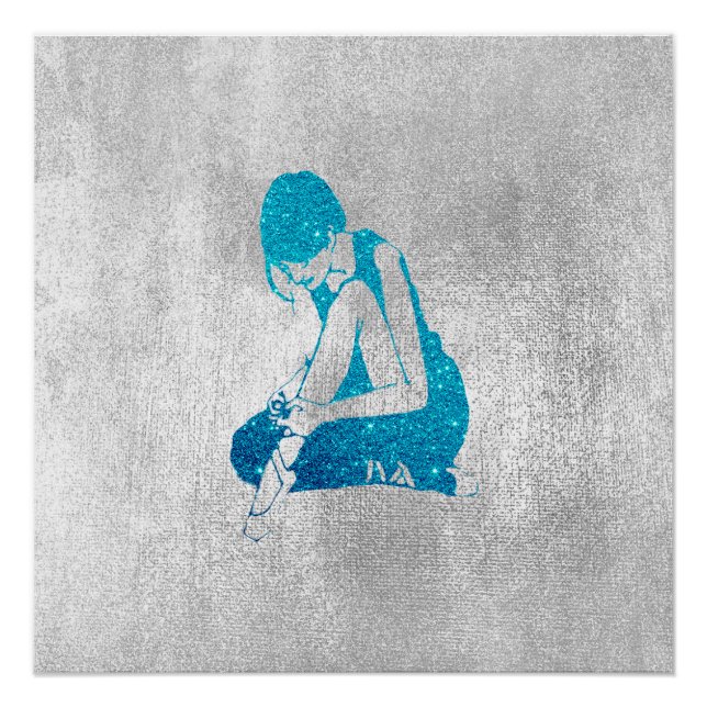 Ballerina Dancer Metallic Grey Silver Turquoise Poster (Front)