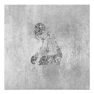 Ballerina Dancer Metallic Silver Grey Glitter Poster