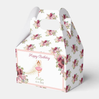 Ballerina Dancer| Pink Floral Ballet Birthday Favor Box