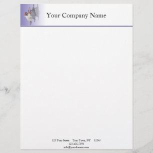 Ballerina Dancer Shadows on Purple Letterhead