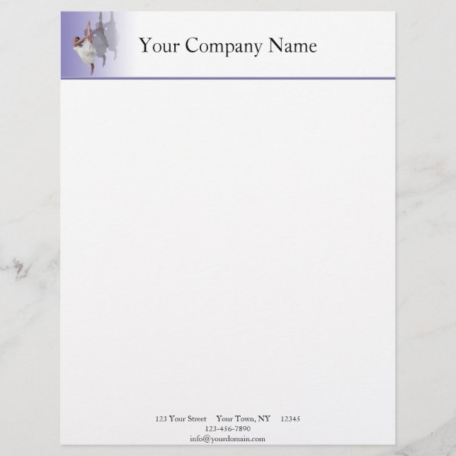 Ballerina Dancer Shadows on Purple Letterhead (Front)