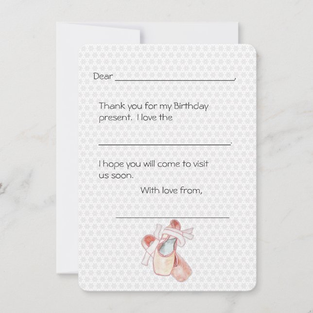 Ballerina Dancer Thank You Kids Note Card (Front)