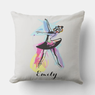 Ballerina Dancer Watercolor Customized  Throw Pillow
