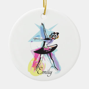 Ballerina Dancer Watercolor Theme Ceramic Ornament