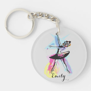 Ballerina Dancer Watercolor  Theme Customized Keychain