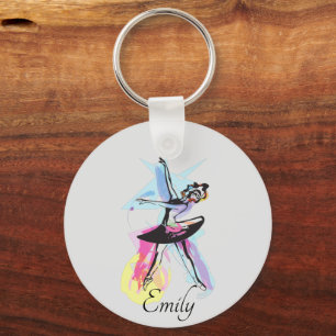 Ballerina Dancer Watercolor Theme  Keychain