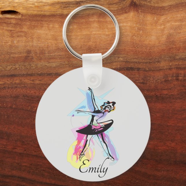 Ballerina Dancer Watercolor Theme  Keychain (Front)