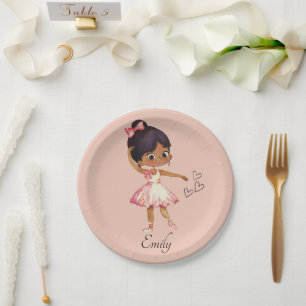 Ballerina Dancer Watercolor Theme Paper Plate