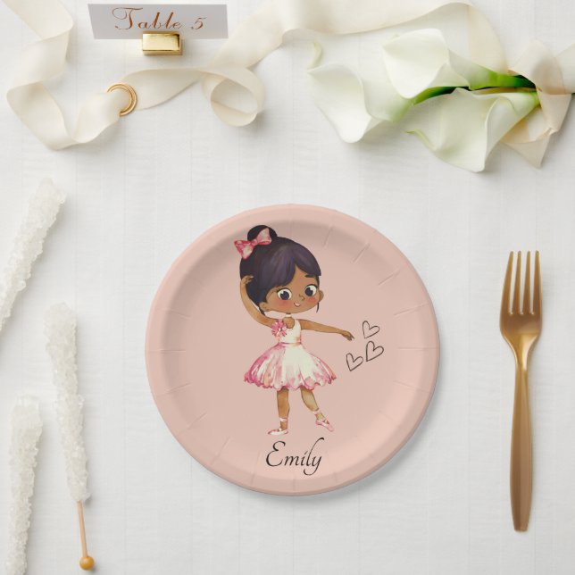 Ballerina Dancer Watercolor Theme Paper Plate (Wedding)