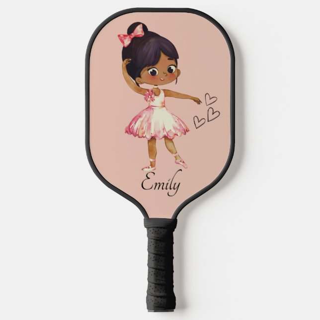 Ballerina Dancer Watercolor Theme Pickleball Paddle (Front)